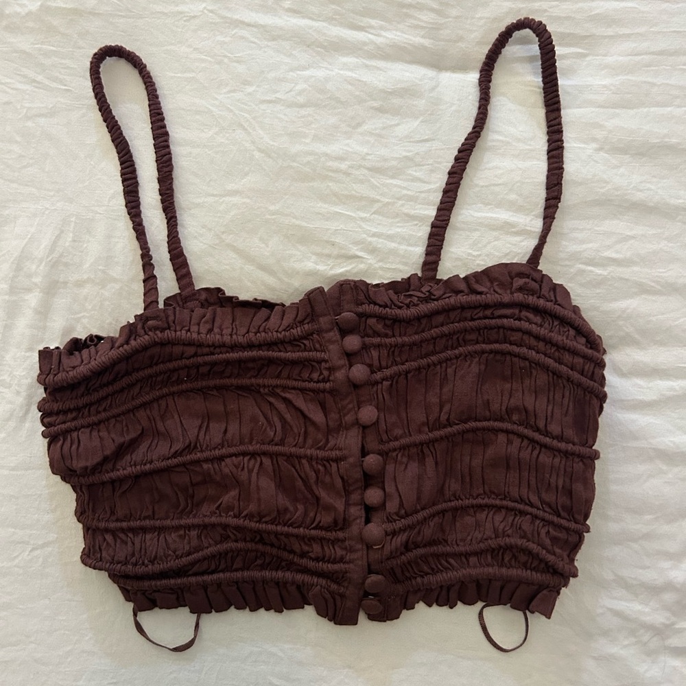 Urban Outfitters Brown Ruched Crop Top